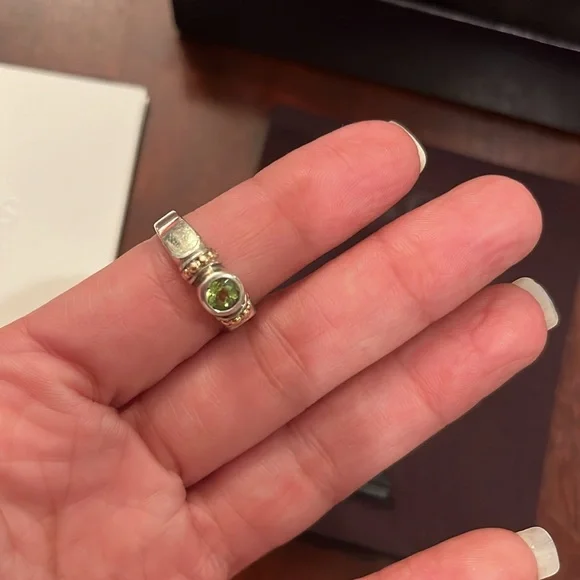 Lagos Caviar 18k gold silver peridot ring sz 7 jewelry bag box - Picture 2 of 5